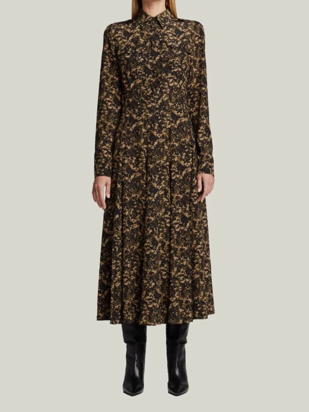 Michael Kors Silk Runway Dress in Juniper Camo print sz 12 originally $2690 - Picture 2 of 15